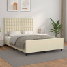 Estructura de cama con cabecero cuero sintético crema 140x190cm 1