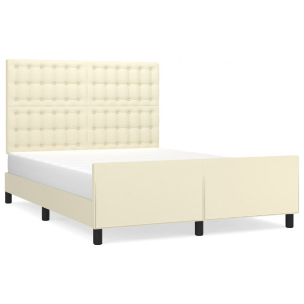 Estructura de cama con cabecero cuero sintético crema 140x190cm M 2