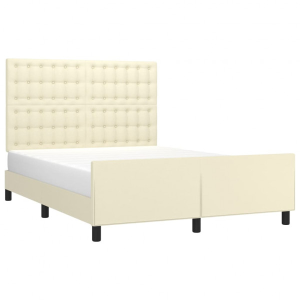 Estructura de cama con cabecero cuero sintético crema 140x190cm M 3