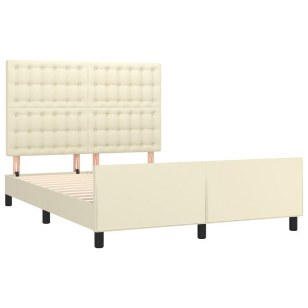 Estructura de cama con cabecero cuero sintético crema 140x190cm M 4