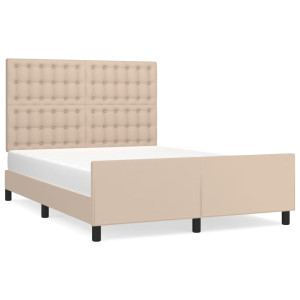 Estrutura cama c/ cabeceira couro artif. 140x190 cm cappuccino H