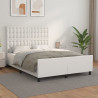 Estrutura cama c/ cabeceira 140x200 cm couro artificial branco 1