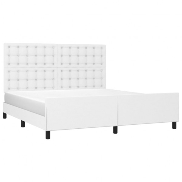 Estructura de cama cabecero cuero sintético blanco 160x200 cm M 3