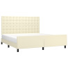 Estrutura de cama c/ cabeceira couro artificial 160x200cm creme 3
