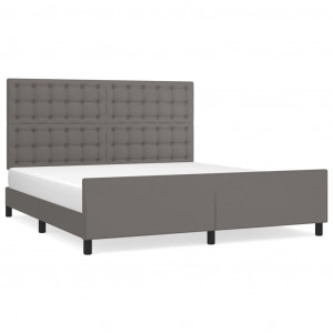 Estrutura cama c/ cabeceira couro artificial 160x200cm cinzento H