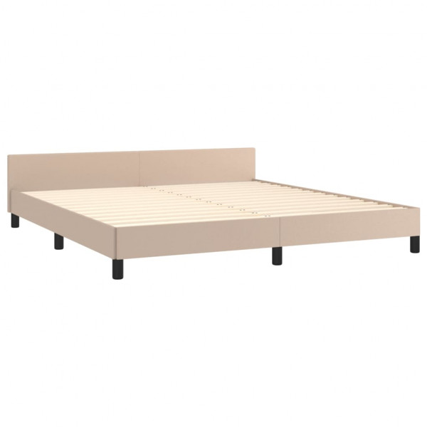 Estructura de cama cabecero cuero sintético capuchino 160x200cm M 5