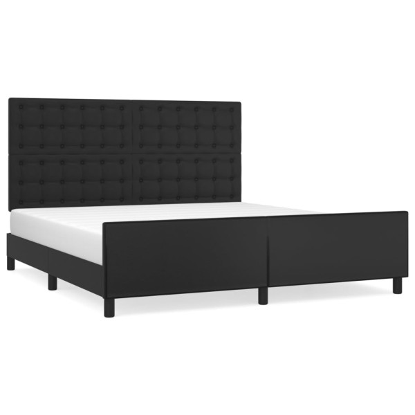Estructura de cama con cabecero cuero sintético negro 180x200cm M 2