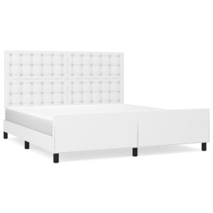 Estrutura cama c/ cabeceira 180x200 cm couro artificial branco H