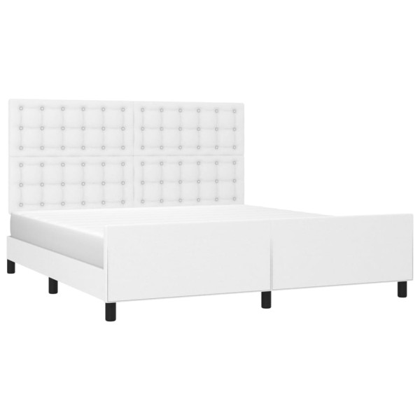 Estructura de cama cabecero cuero sintético blanco 180x200 cm M 3