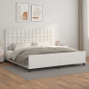 Estructura de cama cabecero cuero sintético blanco 200x200 cm 1