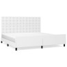Estrutura cama c/ cabeceira couro artificial 200x200 cm branco 2
