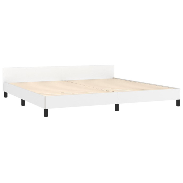 Estrutura cama c/ cabeceira couro artificial 200x200 cm branco M 5