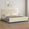 Estrutura de cama c/ cabeceira couro artificial 200x200cm creme 1