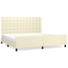 Estrutura de cama c/ cabeceira couro artificial 200x200cm creme 2