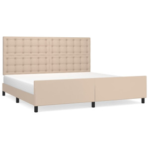 Estrutura cama cabeceira 200x200 cm couro artificial cappuccino H