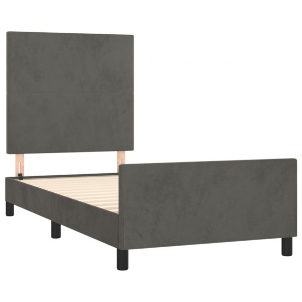 Estructura de cama con cabecero terciopelo gris oscuro 80x200cm M 4