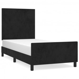Estrutura de cama c/ cabeceira 80x200 cm veludo preto H