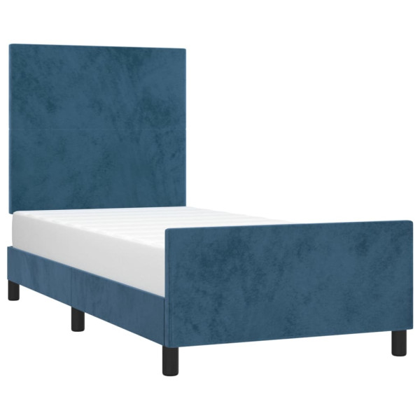 Estrutura de cama sem colchão 80x200 cm veludo azul-escuro M 3