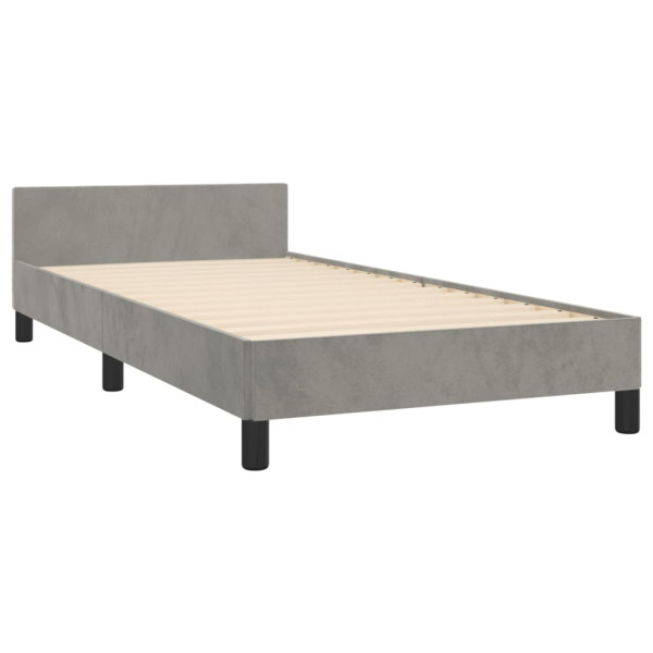 Estrutura de cama sem colchão 90x200 cm veludo cinzento-claro M 5