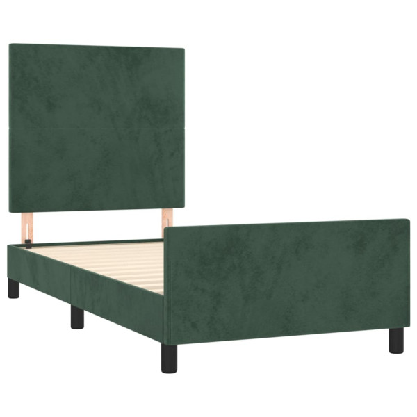 Estructura cama con cabecero terciopelo verde oscuro 90x200 cm M 4