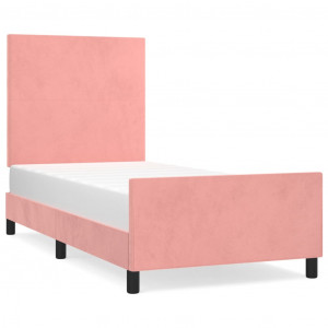 Estrutura de cama c/ cabeceira 90x200 cm veludo rosa H