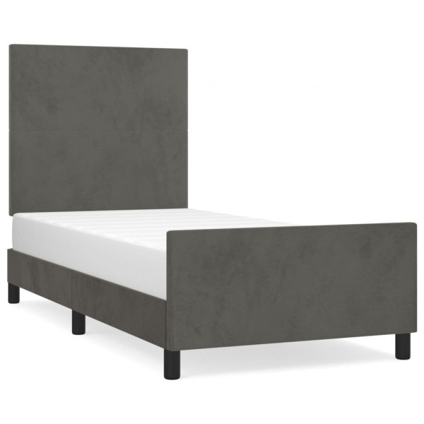 Estructura cama con cabecero terciopelo gris oscuro 100x200 cm M 2