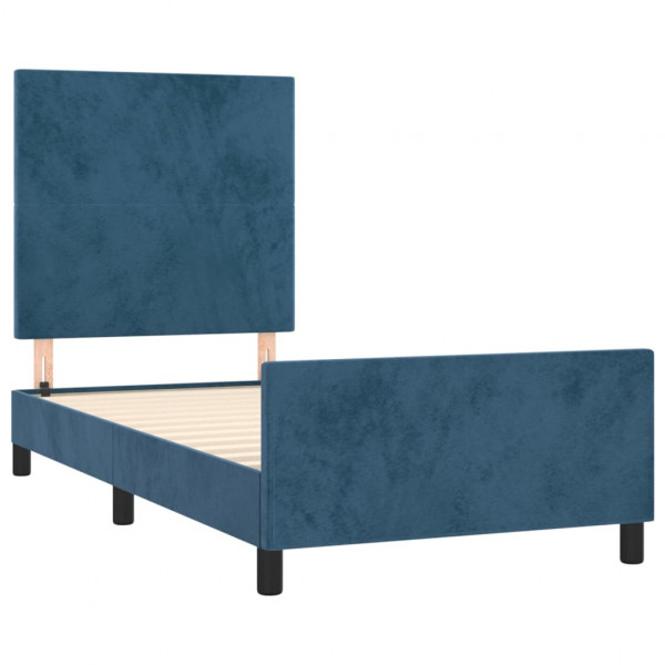 Estructura cama con cabecero terciopelo azul oscuro 100x200 cm M 4