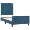Estrutura de cama sem colchão 100x200 cm veludo azul-escuro 4