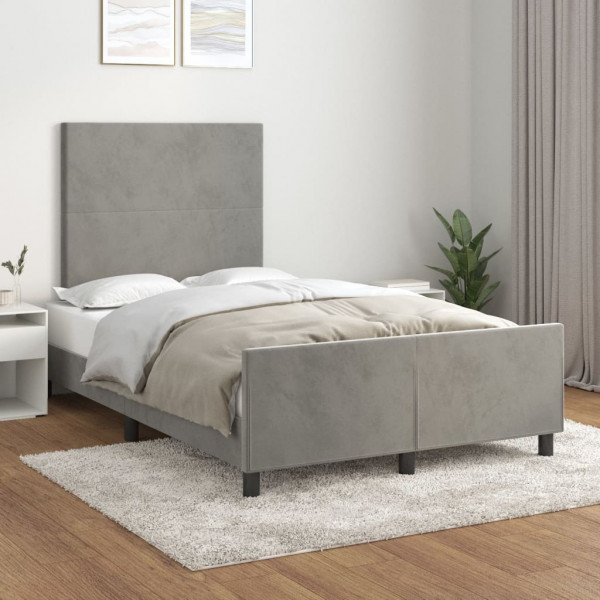 Estructura de cama con cabecero terciopelo gris claro 120x200cm D