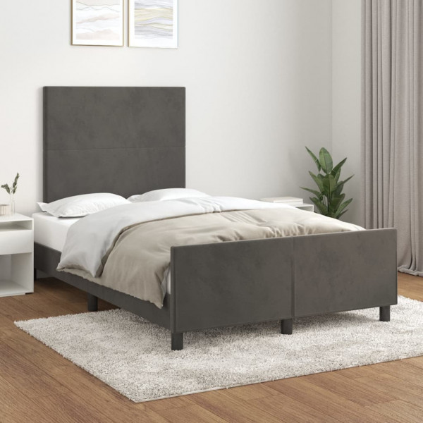 Estructura cama con cabecero terciopelo gris oscuro 120x200 cm D