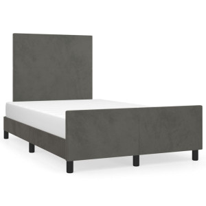 Estrutura de cama sem colchão 120x200 cm veludo cinzento-escuro H