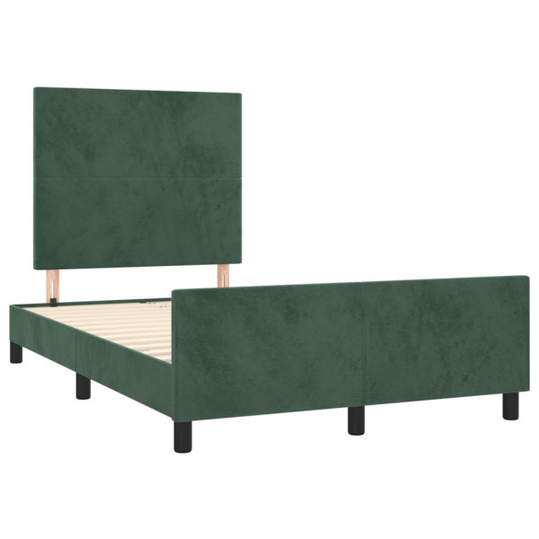 Estructura cama con cabecero terciopelo verde oscuro 120x200 cm M 4