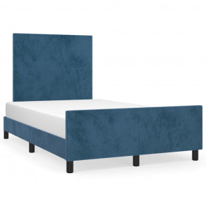 Estrutura de cama sem colchão 120x200 cm veludo azul H