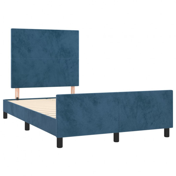 Estructura cama con cabecero terciopelo azul oscuro 120x200cm M 4