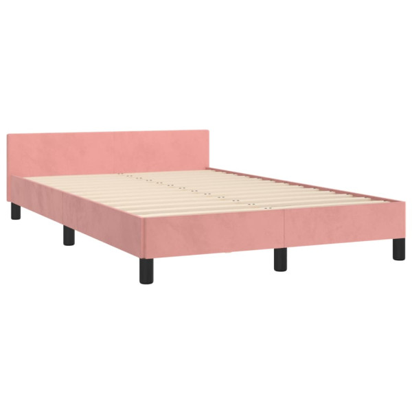 Estructura de cama con cabecero de terciopelo rosa 120x200 cm M 5