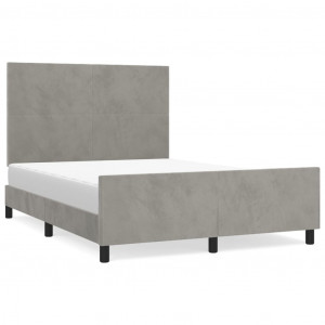 Estrutura de cama sem colchão 140x190 cm veludo cinzento-claro H