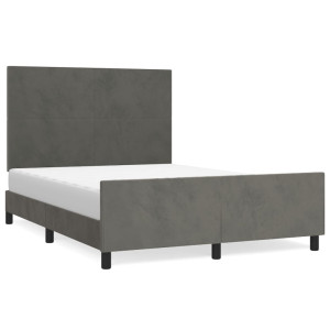 Estrutura de cama sem colchão 140x190 cm veludo cinzento-escuro H