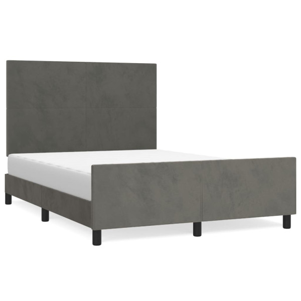 Estructura cama con cabecero terciopelo gris oscuro 140x190 cm M 2