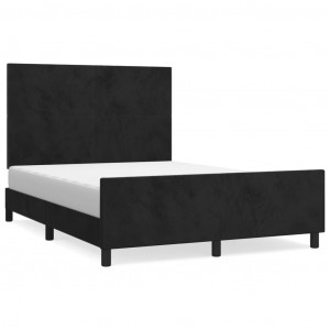 Estrutura de cama sem colchão 140x190 cm veludo preto H