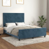 Estrutura de cama sem colchão 140x190 cm veludo azul-escuro 1