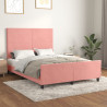 Estructura de cama con cabecero de terciopelo rosa 140x190 cm 1