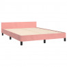 Estructura de cama con cabecero de terciopelo rosa 140x190 cm 5