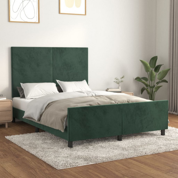 Estructura cama con cabecero terciopelo verde oscuro 140x200 cm D