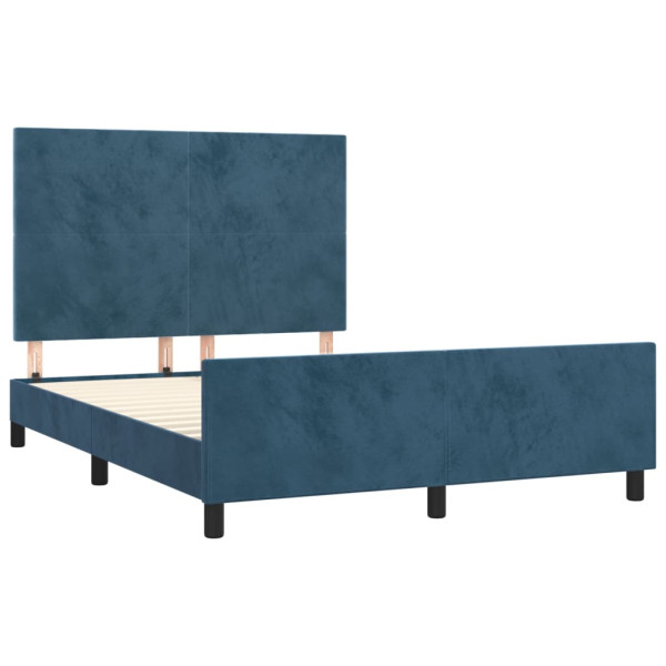 Estructura cama con cabecero terciopelo azul oscuro 140x200 cm M 4