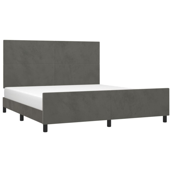 Estructura cama con cabecero terciopelo gris oscuro 160x200 cm M 3