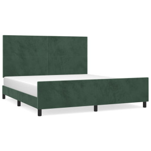 Estructura cama con cabecero terciopelo verde oscuro 160x200 cm H