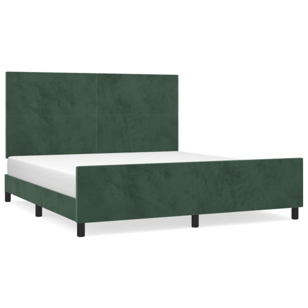 Estructura cama con cabecero terciopelo verde oscuro 160x200 cm M 2