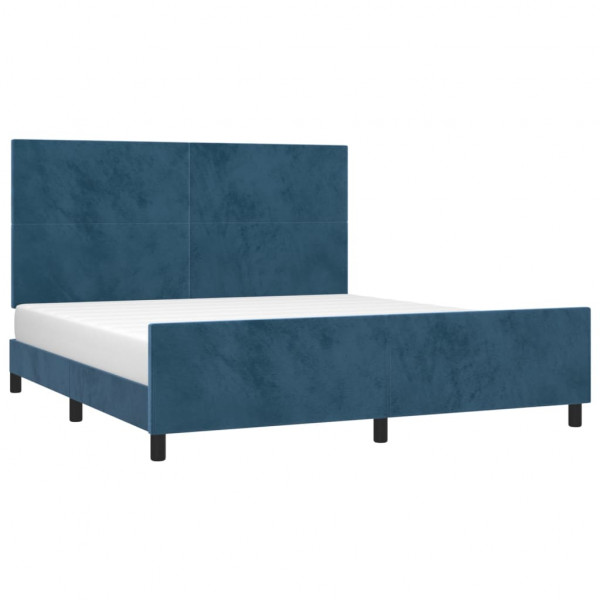 Estrutura de cama sem colchão 160x200 cm veludo azul-escuro M 3
