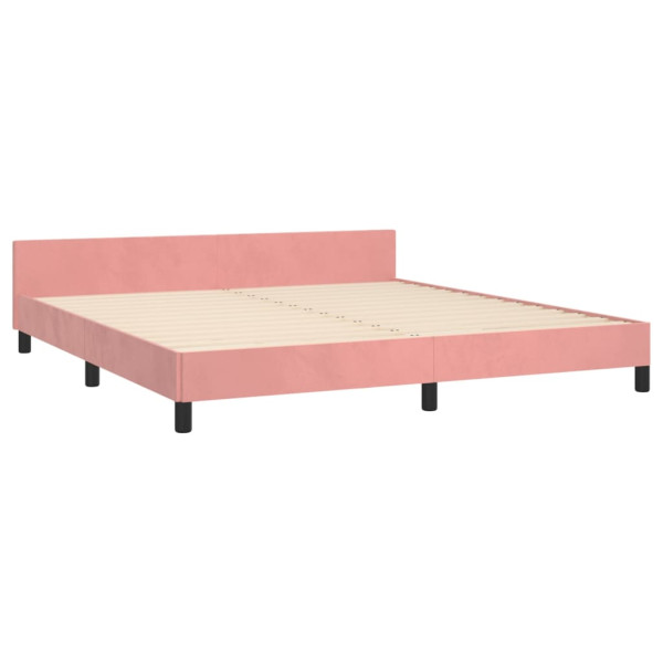 Estrutura de cama c/ cabeceira 160x200 cm veludo rosa M 5