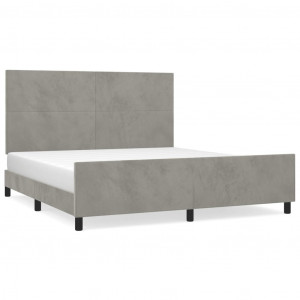 Estrutura de cama c/ cabeceira 180x200 cm veludo cinzento-claro H